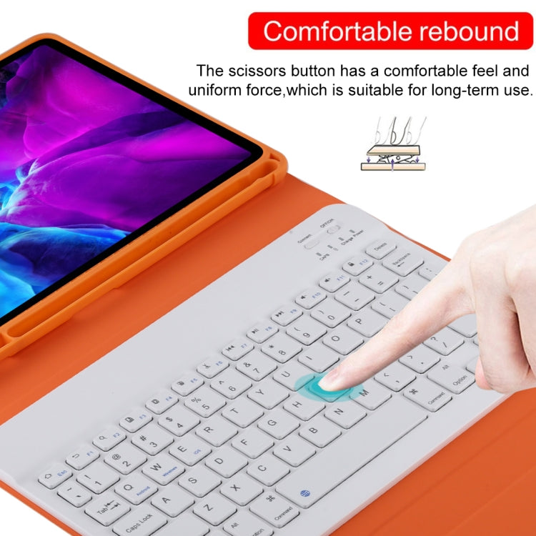TG11B Detachable Bluetooth White Keyboard + Microfiber Leather Tablet Case for iPad Pro 11 inch (2020), with Pen Slot & Holder (Orange) - For iPad Pro by PMC TechLife | Online Shopping South Africa | PMC TechLife