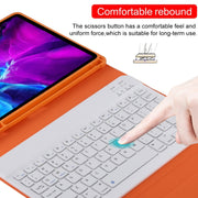 TG11B Detachable Bluetooth White Keyboard + Microfiber Leather Tablet Case for iPad Pro 11 inch (2020), with Pen Slot & Holder (Orange)