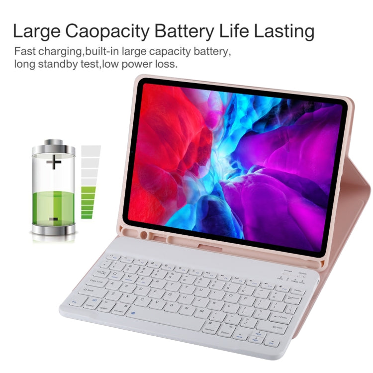 TG11B Detachable Bluetooth White Keyboard + Microfiber Leather Tablet Case for iPad Pro 11 inch (2020), with Pen Slot & Holder (Pink) - For iPad Pro by PMC TechLife | Online Shopping South Africa | PMC TechLife