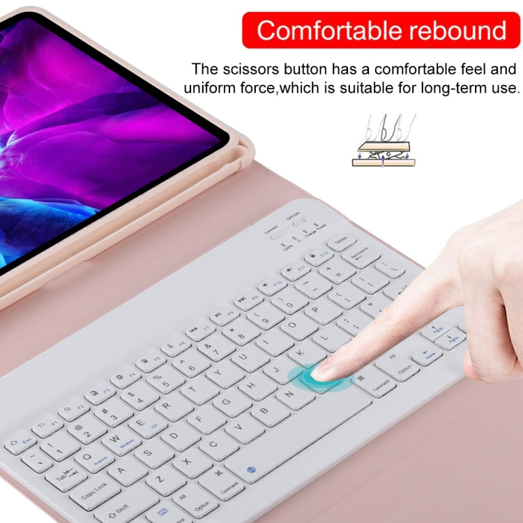 TG11B Detachable Bluetooth White Keyboard + Microfiber Leather Tablet Case for iPad Pro 11 inch (2020), with Pen Slot & Holder (Pink) - For iPad Pro by PMC TechLife | Online Shopping South Africa | PMC TechLife