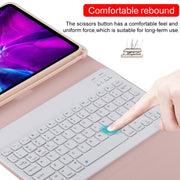 TG11B Detachable Bluetooth White Keyboard + Microfiber Leather Tablet Case for iPad Pro 11 inch (2020), with Pen Slot & Holder (Pink)