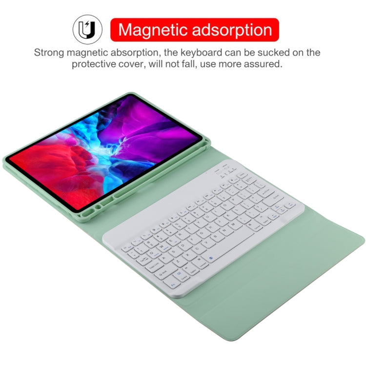 TG11B Detachable Bluetooth White Keyboard + Microfiber Leather Tablet Case for iPad Pro 11 inch (2020), with Pen Slot & Holder (Green) - For iPad Pro by PMC TechLife | Online Shopping South Africa | PMC TechLife