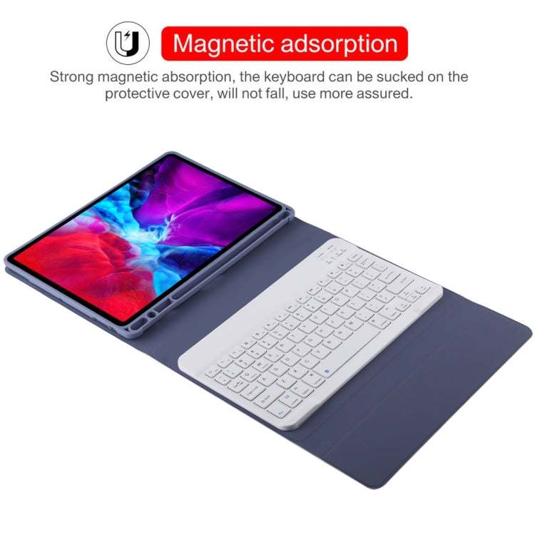 TG11B Detachable Bluetooth White Keyboard + Microfiber Leather Tablet Case for iPad Pro 11 inch (2020), with Pen Slot & Holder (Purple) - For iPad Pro by PMC TechLife | Online Shopping South Africa | PMC TechLife