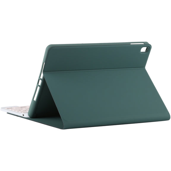 TG11B Detachable Bluetooth Pink Keyboard + Microfiber Leather Tablet Case for iPad Pro 11 inch (2020), with Pen Slot & Holder (Dark Green)