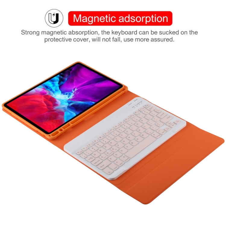TG11B Detachable Bluetooth Pink Keyboard + Microfiber Leather Tablet Case for iPad Pro 11 inch (2020), with Pen Slot & Holder (Orange) - For iPad Pro by PMC TechLife | Online Shopping South Africa | PMC TechLife