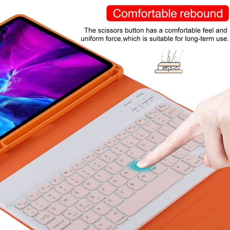 TG11B Detachable Bluetooth Pink Keyboard + Microfiber Leather Tablet Case for iPad Pro 11 inch (2020), with Pen Slot & Holder (Orange) - For iPad Pro by PMC TechLife | Online Shopping South Africa | PMC TechLife