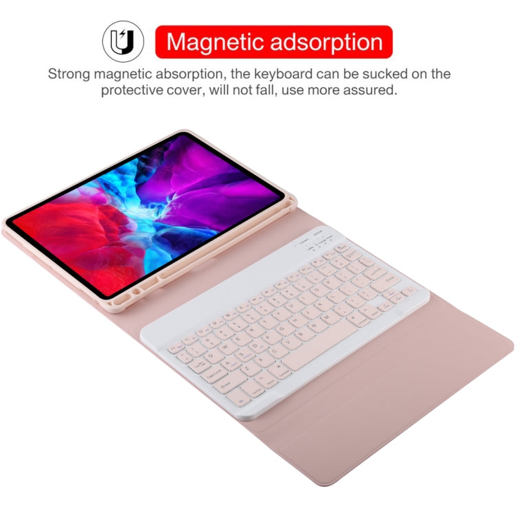 TG11B Detachable Bluetooth Pink Keyboard + Microfiber Leather Tablet Case for iPad Pro 11 inch (2020), with Pen Slot & Holder (Pink) - For iPad Pro by PMC TechLife | Online Shopping South Africa | PMC TechLife