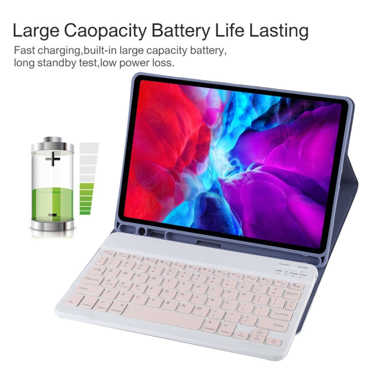 TG11B Detachable Bluetooth Pink Keyboard + Microfiber Leather Tablet Case for iPad Pro 11 inch (2020), with Pen Slot & Holder (Purple) - For iPad Pro by PMC TechLife | Online Shopping South Africa | PMC TechLife