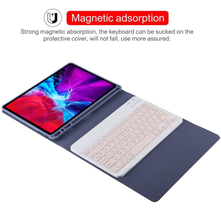 TG11B Detachable Bluetooth Pink Keyboard + Microfiber Leather Tablet Case for iPad Pro 11 inch (2020), with Pen Slot & Holder (Purple) - For iPad Pro by PMC TechLife | Online Shopping South Africa | PMC TechLife