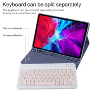 TG11B Detachable Bluetooth Pink Keyboard + Microfiber Leather Tablet Case for iPad Pro 11 inch (2020), with Pen Slot & Holder (Purple)
