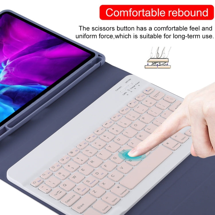 TG11B Detachable Bluetooth Pink Keyboard + Microfiber Leather Tablet Case for iPad Pro 11 inch (2020), with Pen Slot & Holder (Purple) - For iPad Pro by PMC TechLife | Online Shopping South Africa | PMC TechLife