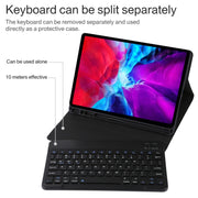 TG11B Detachable Bluetooth Black Keyboard + Microfiber Leather Tablet Case for iPad Pro 11 inch (2020), with Pen Slot & Holder (Black)