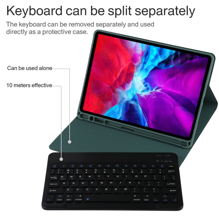 TG11B Detachable Bluetooth Black Keyboard + Microfiber Leather Tablet Case for iPad Pro 11 inch (2020), with Pen Slot & Holder (Dark Green) - free shipping - PMC TechLife - Order now!