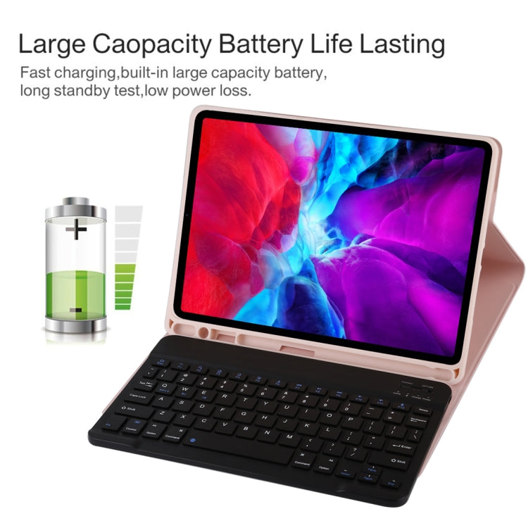TG11B Detachable Bluetooth Black Keyboard + Microfiber Leather Tablet Case for iPad Pro 11 inch (2020), with Pen Slot & Holder (Pink) - For iPad Pro by PMC TechLife | Online Shopping South Africa | PMC TechLife