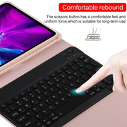 TG11B Detachable Bluetooth Black Keyboard + Microfiber Leather Tablet Case for iPad Pro 11 inch (2020), with Pen Slot & Holder (Pink)