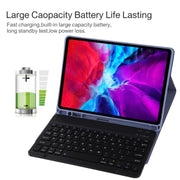 TG11B Detachable Bluetooth Black Keyboard + Microfiber Leather Tablet Case for iPad Pro 11 inch (2020), with Pen Slot & Holder (Purple)