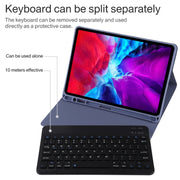 TG11B Detachable Bluetooth Black Keyboard + Microfiber Leather Tablet Case for iPad Pro 11 inch (2020), with Pen Slot & Holder (Purple)