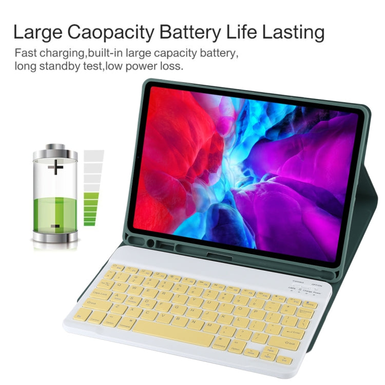 TG11B Detachable Bluetooth Yellow Keyboard + Microfiber Leather Tablet Case for iPad Pro 11 inch (2020), with Pen Slot & Holder (Dark Green) - For iPad Pro by PMC TechLife | Online Shopping South Africa | PMC TechLife