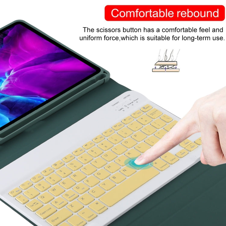 TG11B Detachable Bluetooth Yellow Keyboard + Microfiber Leather Tablet Case for iPad Pro 11 inch (2020), with Pen Slot & Holder (Dark Green) - For iPad Pro by PMC TechLife | Online Shopping South Africa | PMC TechLife