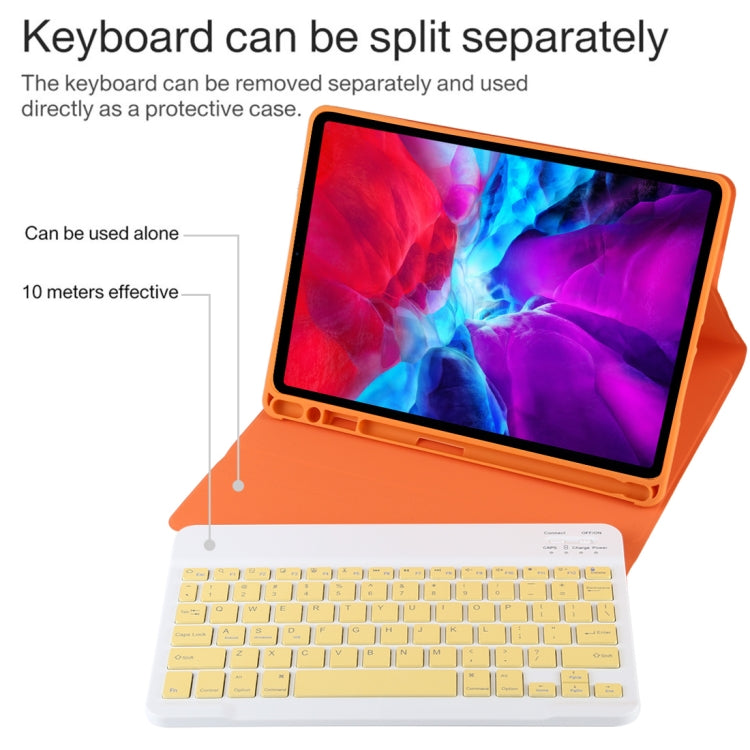 TG11B Detachable Bluetooth Yellow Keyboard + Microfiber Leather Tablet Case for iPad Pro 11 inch (2020), with Pen Slot & Holder (Orange) - For iPad Pro by PMC TechLife | Online Shopping South Africa | PMC TechLife | Buy Now Pay Later Mobicred