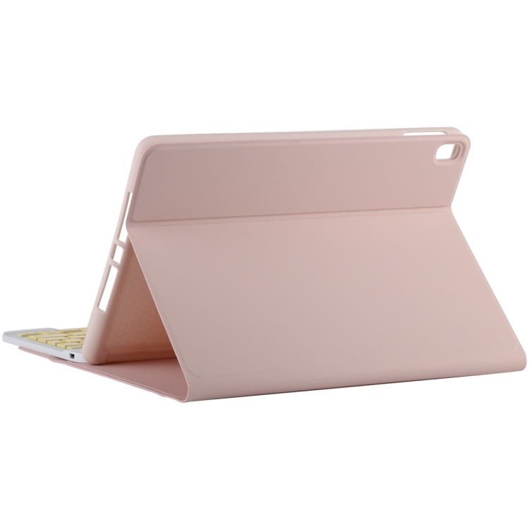 TG11B Detachable Bluetooth Yellow Keyboard + Microfiber Leather Tablet Case for iPad Pro 11 inch (2020), with Pen Slot & Holder (Pink)