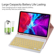 TG11B Detachable Bluetooth Yellow Keyboard + Microfiber Leather Tablet Case for iPad Pro 11 inch (2020), with Pen Slot & Holder (Pink)