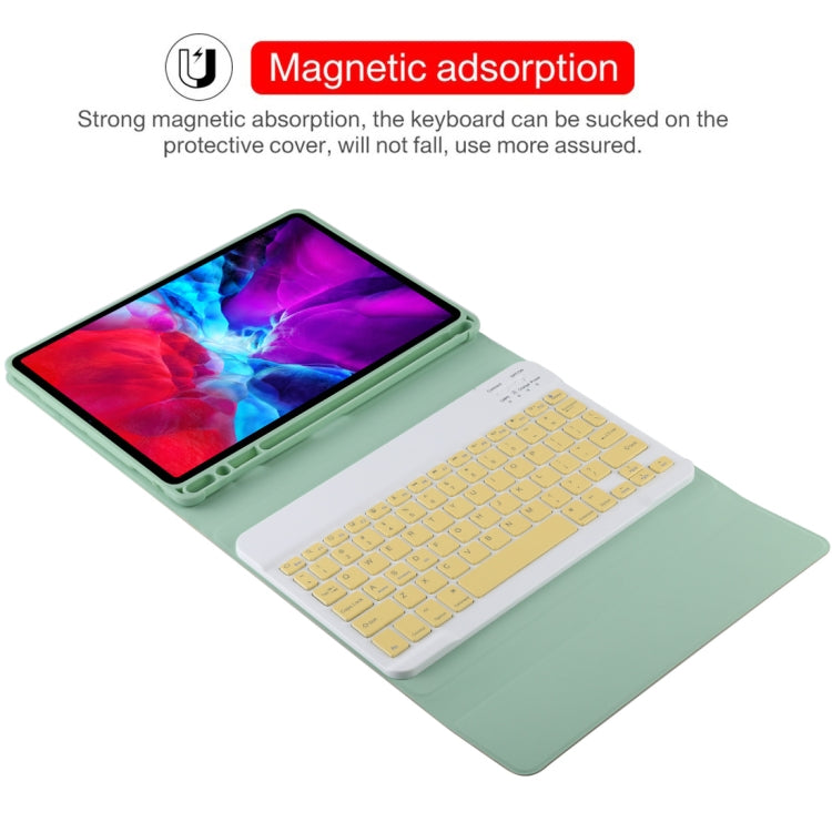 TG11B Detachable Bluetooth Yellow Keyboard + Microfiber Leather Tablet Case for iPad Pro 11 inch (2020), with Pen Slot & Holder (Green) - free shipping - PMC TechLife - Order now!