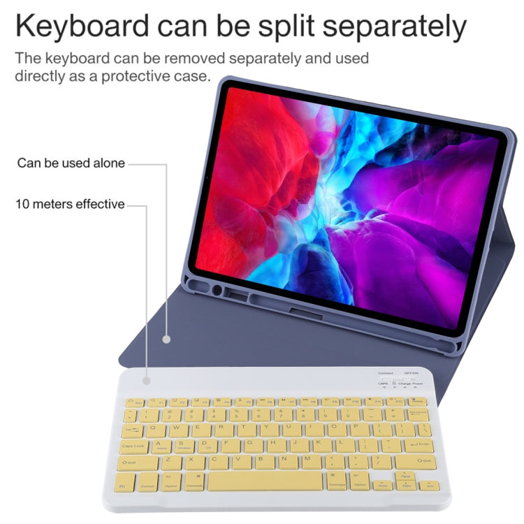 TG11B Detachable Bluetooth Yellow Keyboard + Microfiber Leather Tablet Case for iPad Pro 11 inch (2020), with Pen Slot & Holder (Purple) - For iPad Pro by PMC TechLife | Online Shopping South Africa | PMC TechLife
