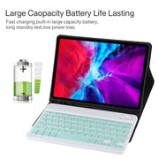 TG11B Detachable Bluetooth Green Keyboard + Microfiber Leather Tablet Case for iPad Pro 11 inch (2020), with Pen Slot & Holder (Black)