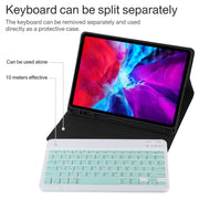 TG11B Detachable Bluetooth Green Keyboard + Microfiber Leather Tablet Case for iPad Pro 11 inch (2020), with Pen Slot & Holder (Black)