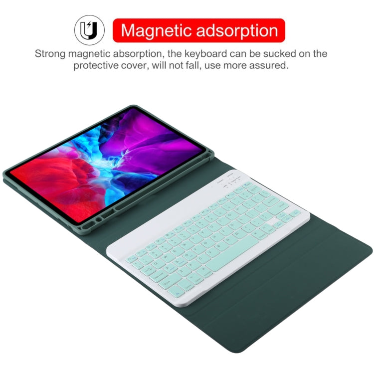 TG11B Detachable Bluetooth Green Keyboard + Microfiber Leather Tablet Case for iPad Pro 11 inch (2020), with Pen Slot & Holder (Dark Green) - For iPad Pro by PMC TechLife | Online Shopping South Africa | PMC TechLife