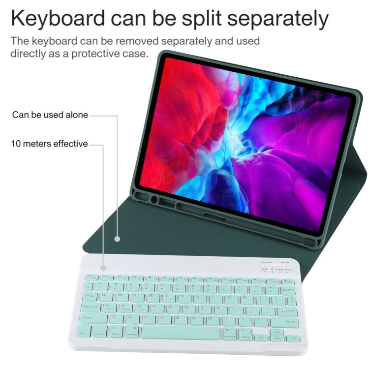 TG11B Detachable Bluetooth Green Keyboard + Microfiber Leather Tablet Case for iPad Pro 11 inch (2020), with Pen Slot & Holder (Dark Green) - For iPad Pro by PMC TechLife | Online Shopping South Africa | PMC TechLife