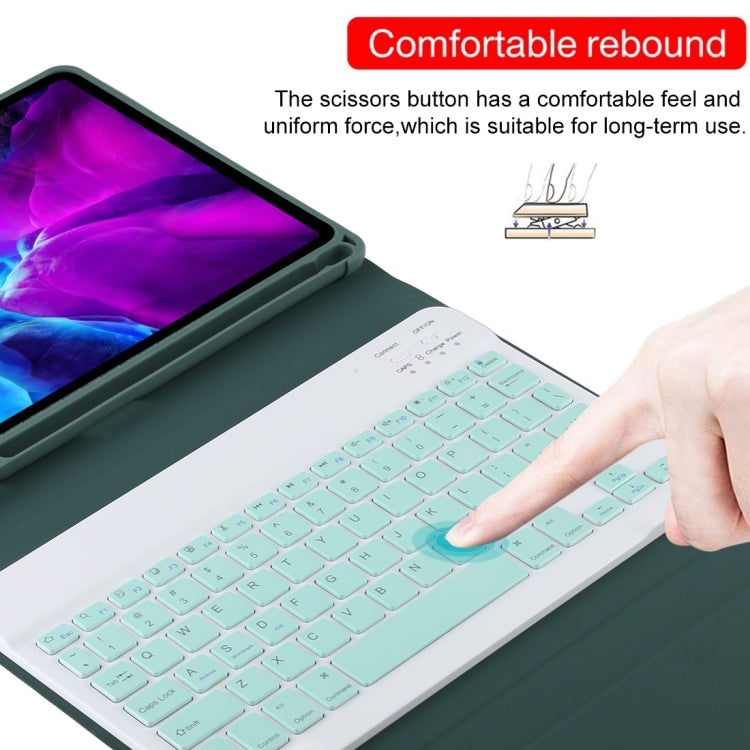 TG11B Detachable Bluetooth Green Keyboard + Microfiber Leather Tablet Case for iPad Pro 11 inch (2020), with Pen Slot & Holder (Dark Green) - For iPad Pro by PMC TechLife | Online Shopping South Africa | PMC TechLife