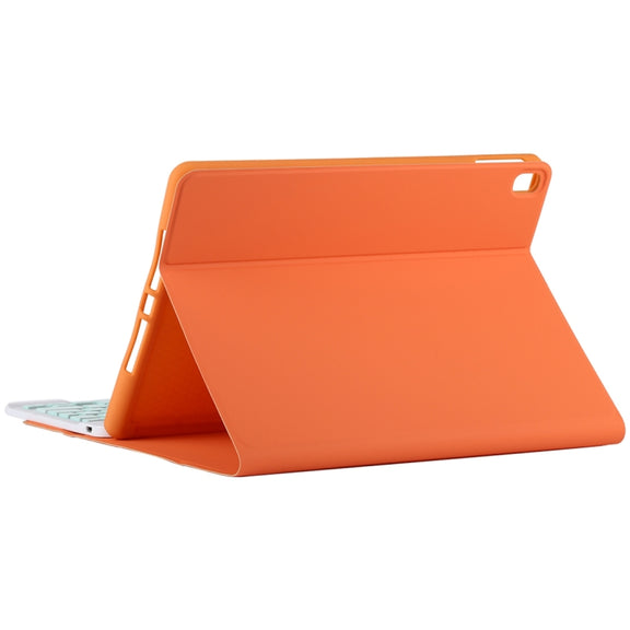 TG11B Detachable Bluetooth Green Keyboard + Microfiber Leather Tablet Case for iPad Pro 11 inch (2020), with Pen Slot & Holder (Orange)