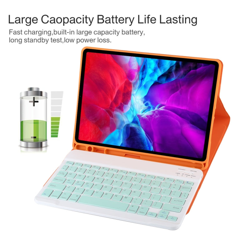 TG11B Detachable Bluetooth Green Keyboard + Microfiber Leather Tablet Case for iPad Pro 11 inch (2020), with Pen Slot & Holder (Orange) - For iPad Pro by PMC TechLife | Online Shopping South Africa | PMC TechLife