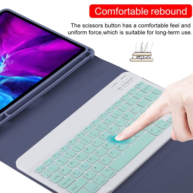 TG11B Detachable Bluetooth Green Keyboard + Microfiber Leather Tablet Case for iPad Pro 11 inch (2020), with Pen Slot & Holder (Purple) - For iPad Pro by PMC TechLife | Online Shopping South Africa | PMC TechLife