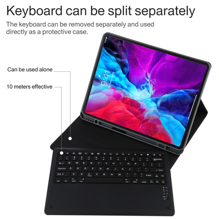 T129 Detachable Bluetooth Black Keyboard Microfiber Leather Tablet Case for iPad Pro 12.9 inch (2020), with Holder (Green) - For iPad Pro by PMC TechLife | Online Shopping South Africa | PMC TechLife