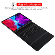 T129 Detachable Bluetooth Black Keyboard Microfiber Leather Tablet Case for iPad Pro 12.9 inch (2020), with Holder (Purple)