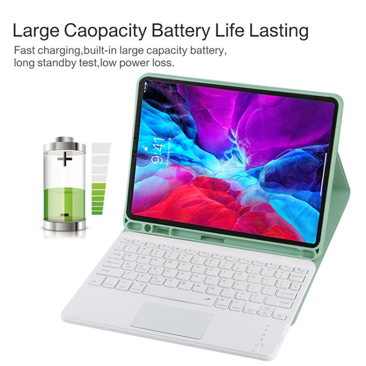 TG11BC Detachable Bluetooth White Keyboard Microfiber Leather Tablet Case for iPad Pro 11 inch (2020), with Touchpad & Pen Slot & Holder (Green) - For iPad Pro by PMC TechLife | Online Shopping South Africa | PMC TechLife | Buy Now Pay Later Mobicred