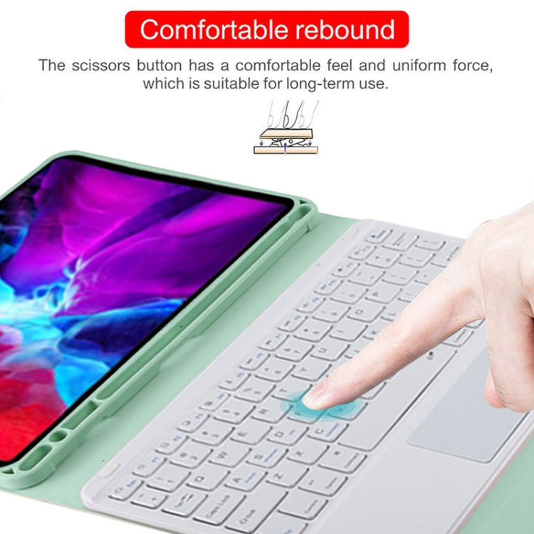 TG11BC Detachable Bluetooth White Keyboard Microfiber Leather Tablet Case for iPad Pro 11 inch (2020), with Touchpad & Pen Slot & Holder (Green) - For iPad Pro by PMC TechLife | Online Shopping South Africa | PMC TechLife | Buy Now Pay Later Mobicred