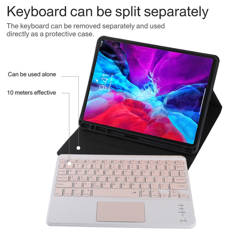 TG11BC Detachable Bluetooth Pink Keyboard Microfiber Leather Tablet Case for iPad Pro 11 inch (2020), with Touchpad & Pen Slot & Holder (Black) - For iPad Pro by PMC TechLife | Online Shopping South Africa | PMC TechLife