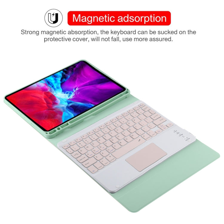 TG11BC Detachable Bluetooth Pink Keyboard Microfiber Leather Tablet Case for iPad Pro 11 inch (2020), with Touchpad & Pen Slot & Holder (Green) - For iPad Pro by PMC TechLife | Online Shopping South Africa | PMC TechLife
