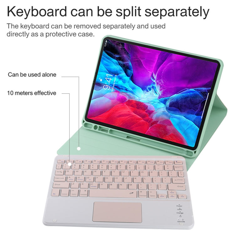 TG11BC Detachable Bluetooth Pink Keyboard Microfiber Leather Tablet Case for iPad Pro 11 inch (2020), with Touchpad & Pen Slot & Holder (Green) - For iPad Pro by PMC TechLife | Online Shopping South Africa | PMC TechLife