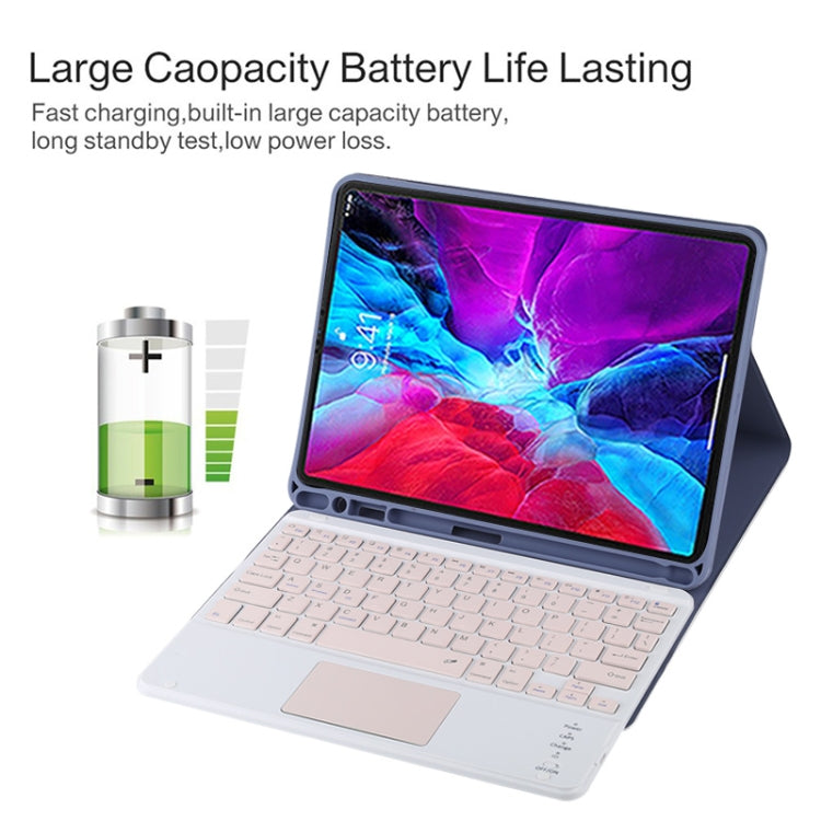 TG11BC Detachable Bluetooth Pink Keyboard Microfiber Leather Tablet Case for iPad Pro 11 inch (2020), with Touchpad & Pen Slot & Holder (Purple)