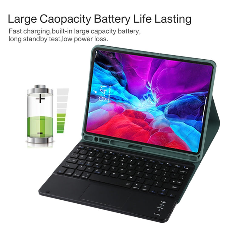 TG11BC Detachable Bluetooth Black Keyboard Microfiber Leather Tablet Case for iPad Pro 11 inch (2020), with Touchpad & Pen Slot & Holder (Dark Green) - For iPad Pro by PMC TechLife | Online Shopping South Africa | PMC TechLife