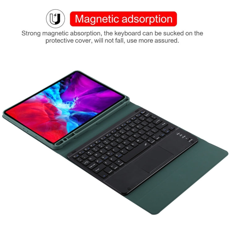 TG11BC Detachable Bluetooth Black Keyboard Microfiber Leather Tablet Case for iPad Pro 11 inch (2020), with Touchpad & Pen Slot & Holder (Dark Green) - For iPad Pro by PMC TechLife | Online Shopping South Africa | PMC TechLife