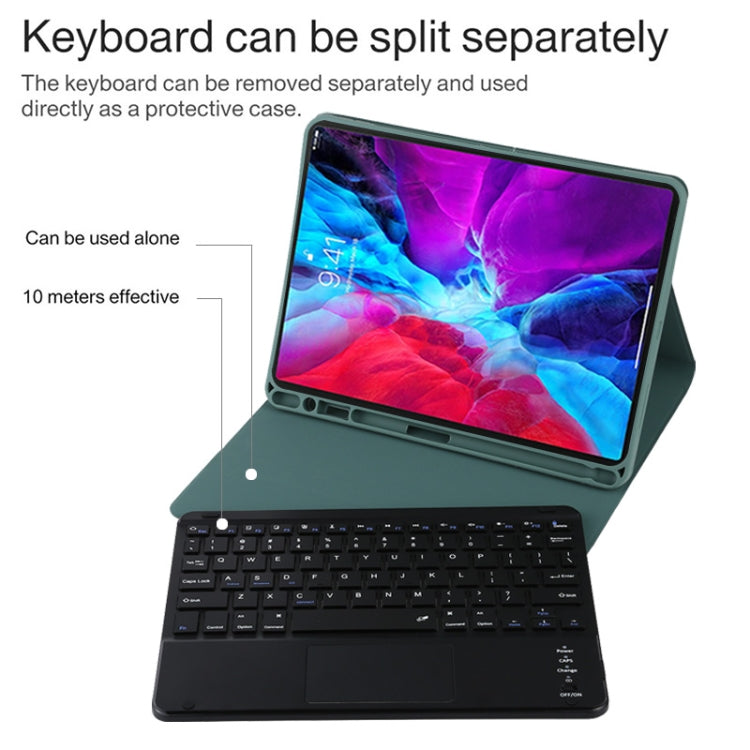 TG11BC Detachable Bluetooth Black Keyboard Microfiber Leather Tablet Case for iPad Pro 11 inch (2020), with Touchpad & Pen Slot & Holder (Dark Green) - For iPad Pro by PMC TechLife | Online Shopping South Africa | PMC TechLife