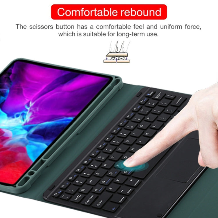 TG11BC Detachable Bluetooth Black Keyboard Microfiber Leather Tablet Case for iPad Pro 11 inch (2020), with Touchpad & Pen Slot & Holder (Dark Green) - For iPad Pro by PMC TechLife | Online Shopping South Africa | PMC TechLife