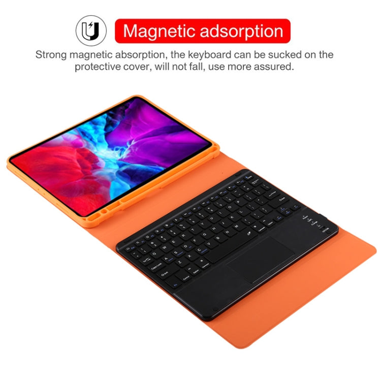 TG11BC Detachable Bluetooth Black Keyboard Microfiber Leather Tablet Case for iPad Pro 11 inch (2020), with Touchpad & Pen Slot & Holder (Orange) - free shipping - PMC TechLife - Order now!