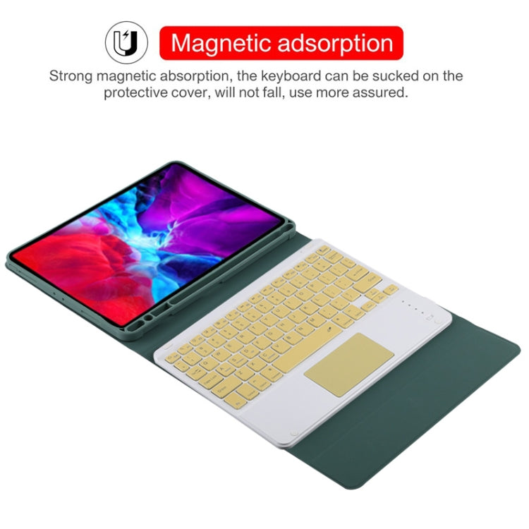 TG11BC Detachable Bluetooth Yellow Keyboard Microfiber Leather Tablet Case for iPad Pro 11 inch (2020), with Touchpad & Pen Slot & Holder (Dark Green) - For iPad Pro by PMC TechLife | Online Shopping South Africa | PMC TechLife
